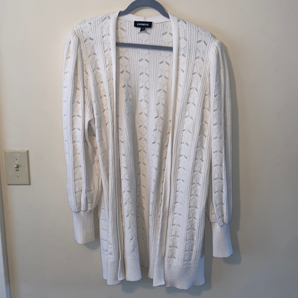 SPRING VIBES Express Pointelle Balloon Sleeve Cardigan size XL